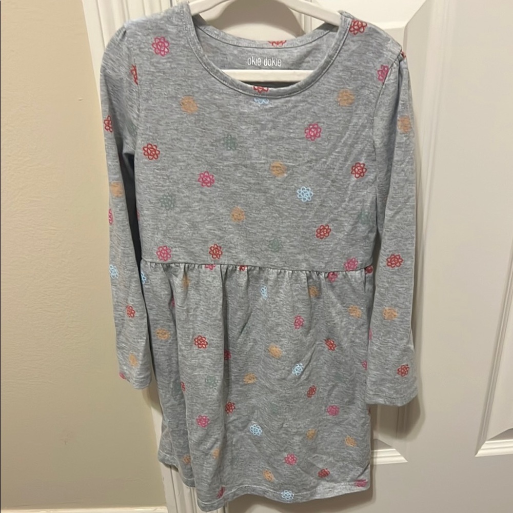 Okie Dokie Gray Dress with Colorful Floral Pattern
